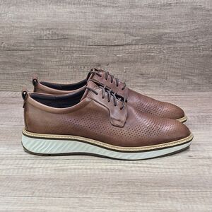 Ecco St.1 Hybrid Men's Size 9-9.5 Brown Leather Perforated Oxford Shoes